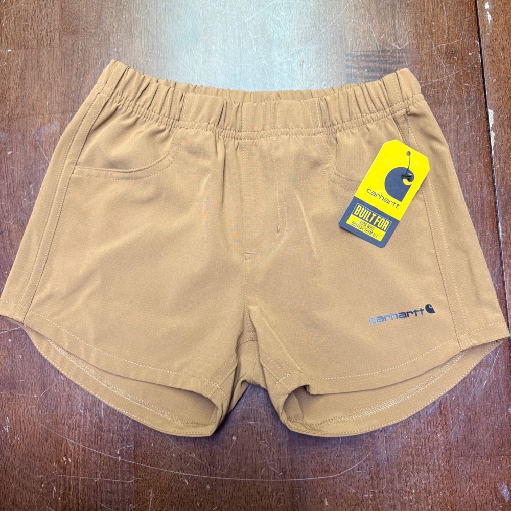 Carhartt Little Girls Size S 8 Rugged Flex Ripstop‎ Shorts Brown Lightweight NWT